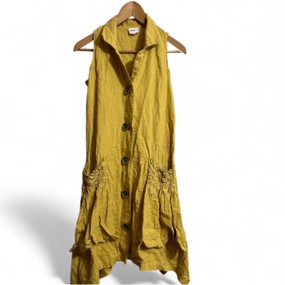 For Cynthia Mustard Sleeveless Button Down Pocket Dress Sz XS Women - Picture 2 of 8